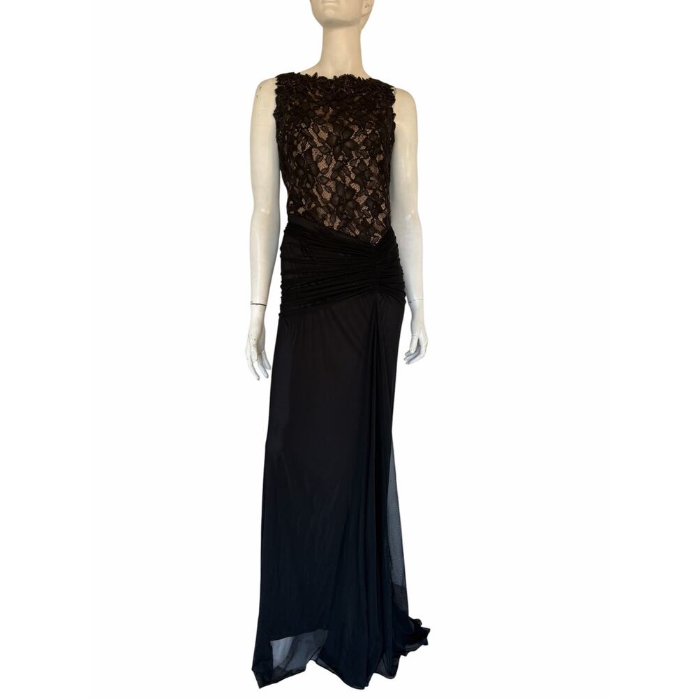 TADASHI SHOJI  Lace and Draped Tulle Boatneck Gown sz 6 - Picture 3 of 10